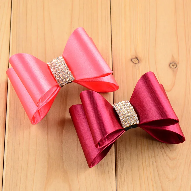 Бесплатная доставка однотонный 3D бант 3 2 дюйма без зажима блестящие супер