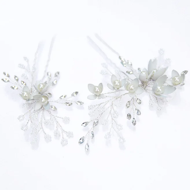 

One Pair Flower Hair Pins Bridal Headpiece Pearl Hair Pin Wedding Hair Piece Fall Floral Pin