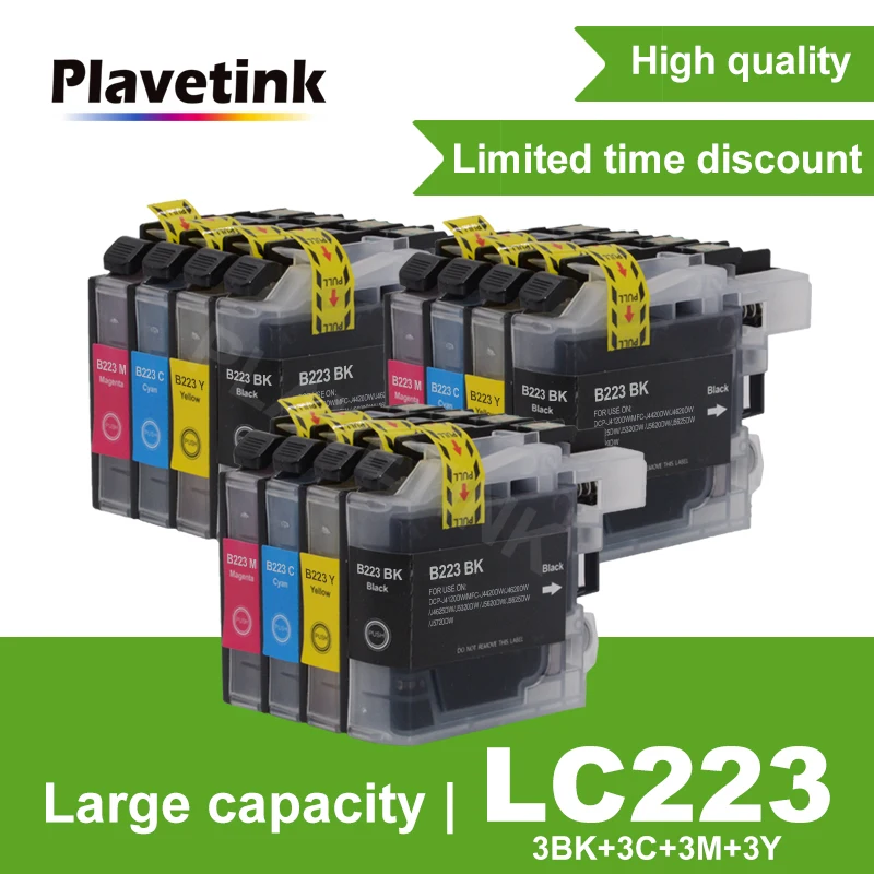Plavetink LC223 LC221 совместимый чернильный картридж для принтера Brother LC 221 LC225 MFC-J4420DW J4620DW
