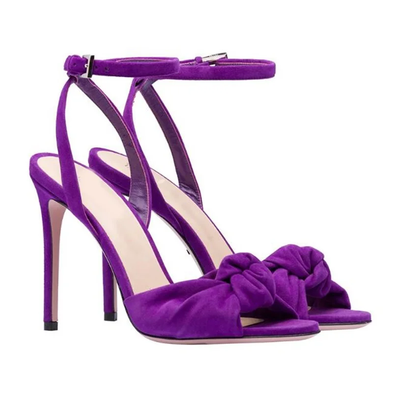 Женские свадебные босоножки фиолетовые красные черные выразительные туфли