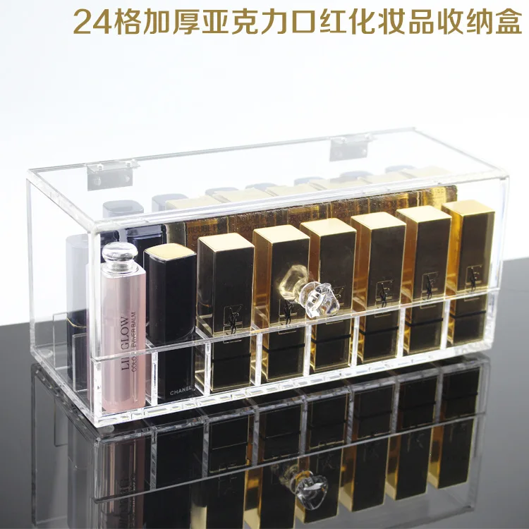 24pcs Grid Desk Top Cosmetics Storage Box Holder Lipstick Container Makeup Organizer with Cover Nail Display Rack Thicken | Дом и сад