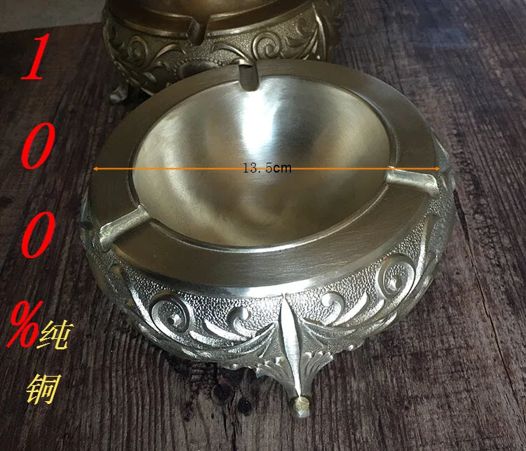 Modern Chinese style antique copper round ashtray blossoming high-grade office 714 grams net room | Дом и сад