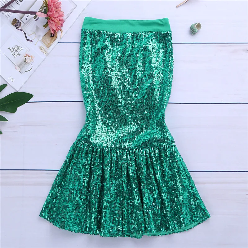 FEESHOW детская блестящая юбка с хвостом русалки костюм для девочек на Хэллоуин