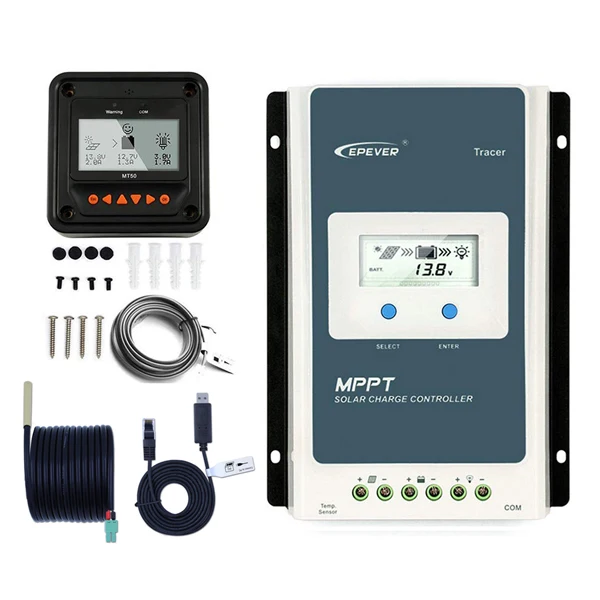 3210AN Set EPever Tracer 10A 20A 30A MPPT солнечный регулятор заряда 12 в 24 в ЖК-контроллер 100 в PV отрицательный заземление с MT50 TS-R RS485 - Цвет: 3210AN Set