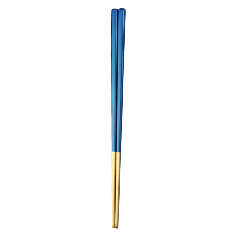 blue chopsticks gold Столовая посуда набор столовый набор в дорогу для путешествий походный набор посуды многоразовые посуда набор ложка Вилка палочки дозирующая детская ложка для соломы и Портативный чехол - Цвет: blue chopsticks gold
