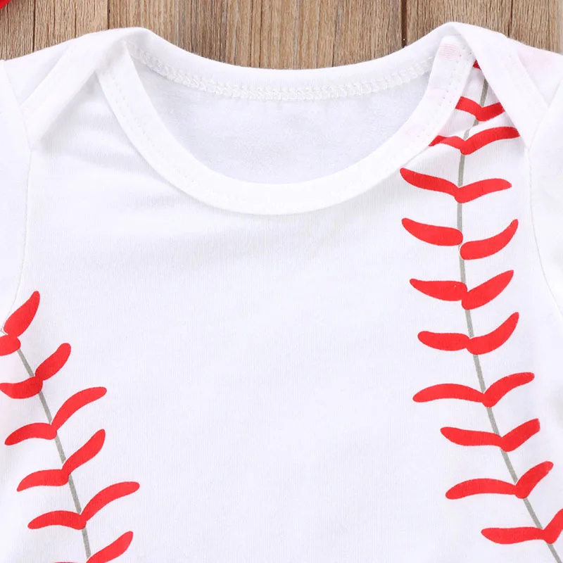 Baseball Newborn Infant Baby Boy Girl Short Sleeve Cotton Romper Jumpsuit Playsuit Hat 2PCS Outfit Clothes | Детская одежда и