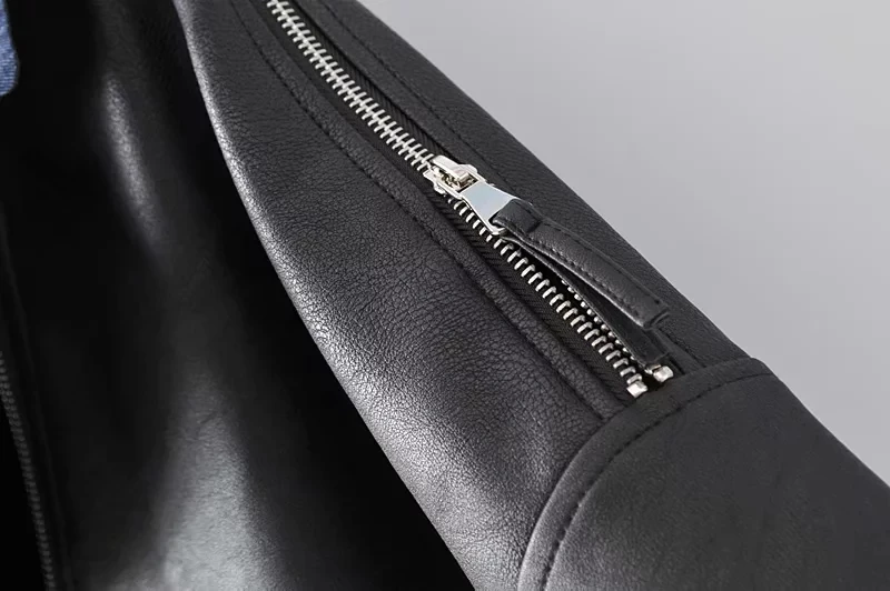 Aelegantmis New Pu Leather Jacket Women Fashion Loose Faux Leather Biker Jacket Black Soft Jacket Ladies Zipper Basic Coat