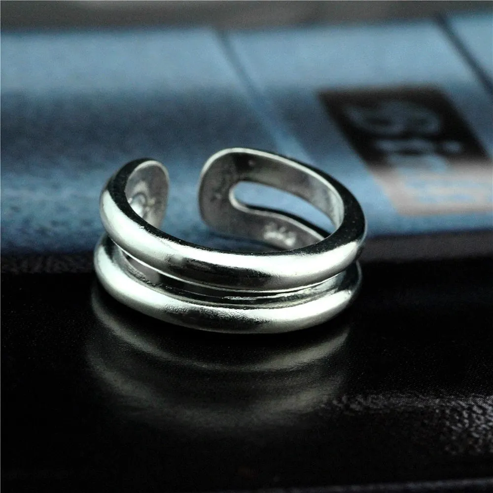 2018 простой модный тренд изогнутое серебряное регулируемое женское кольцо для