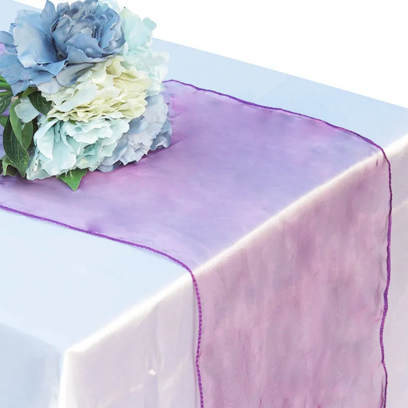 purple 1 шт. органза Настольная дорожка скатерть крышки из мягкой прозрачной ткани, Председатель Луки добычу свадебное мероприятие Рождество Вечерние Банкетный стол Decor12x108" - Цвет: purple