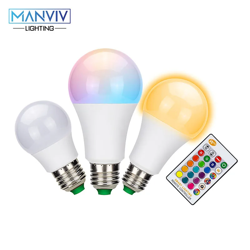 E27 светодиодный 16 цветов меняющий RGB 5 Вт 10 Вт 15 Вт 220 В RGB Волшебная Праздничная лампа светодиодный светильник Точечный светильник Радиочастотный пульт дистанционного управления функция памяти