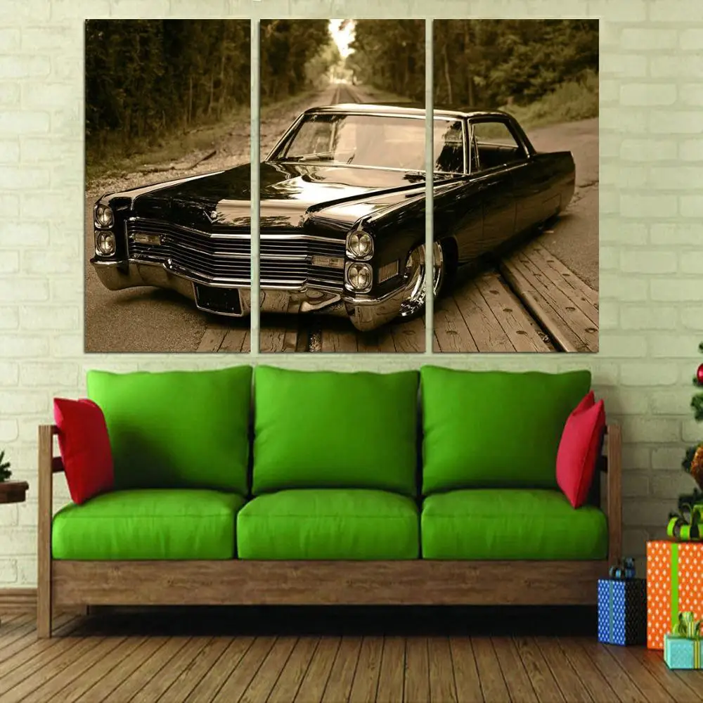 

Drop shipping 3 Panel printed painting Car Painting Canvas Wall Art Picture Home Decoration Living Room Modern painting LS291