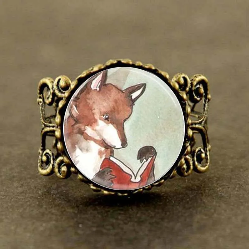 Steampunk 2017 New Fox art Ring Jewelry Glass fox cute Women Men Gift | Украшения и аксессуары