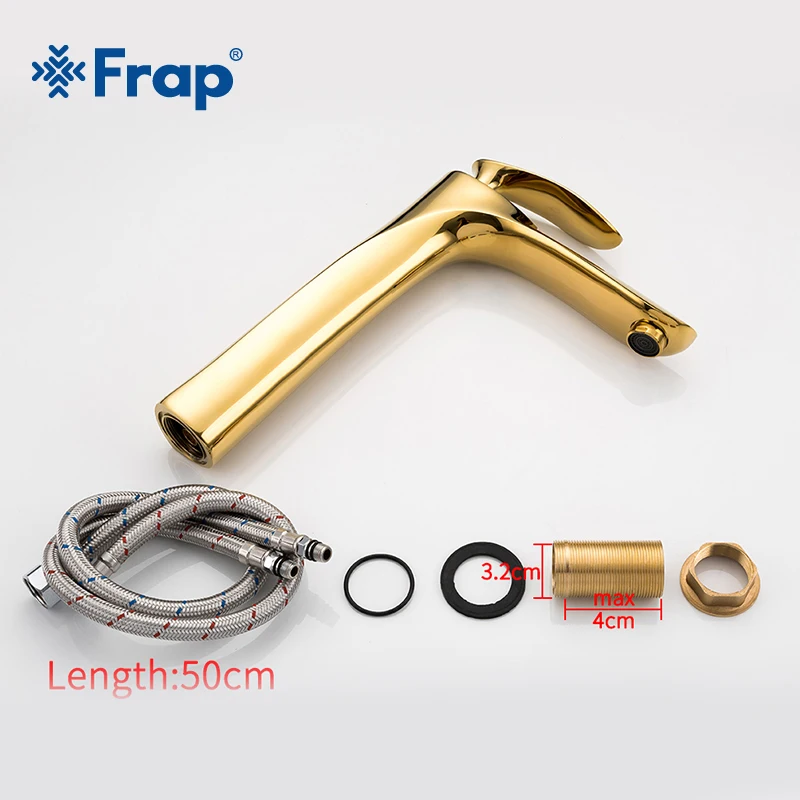 FRAP Роскошный Золотой смеситель для умывальника латунный Смеситель ванной