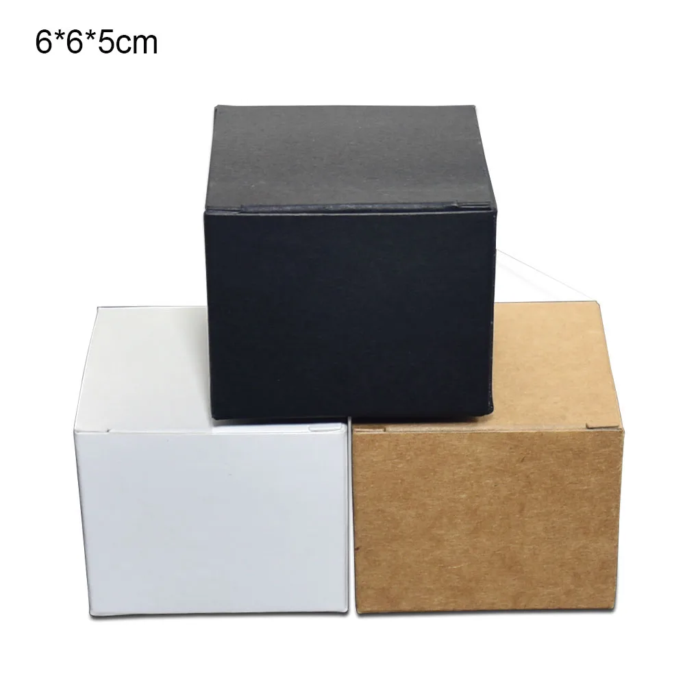 Фото Картонные коробки для ювелирных изделий 6x6x5 см, коробка из крафт-бумаги для бутылочек с кремом для лица, 50 шт./лот, складная коробка для крафт-... №1