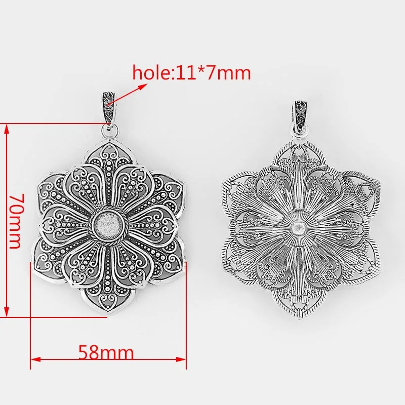 lotus flower 2 шт античная серебряная филигранная работа ажурное сердце цветок лист звезда Mondala кулон в виде ромашки для ожерелья ювелирных изделий - Окраска металла: lotus flower