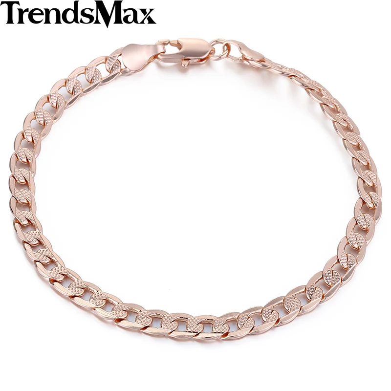 Trendsmax 5 мм браслеты для женщин мужские 585 браслет из розового золота Прямая поставка Ювелирные изделия GB251