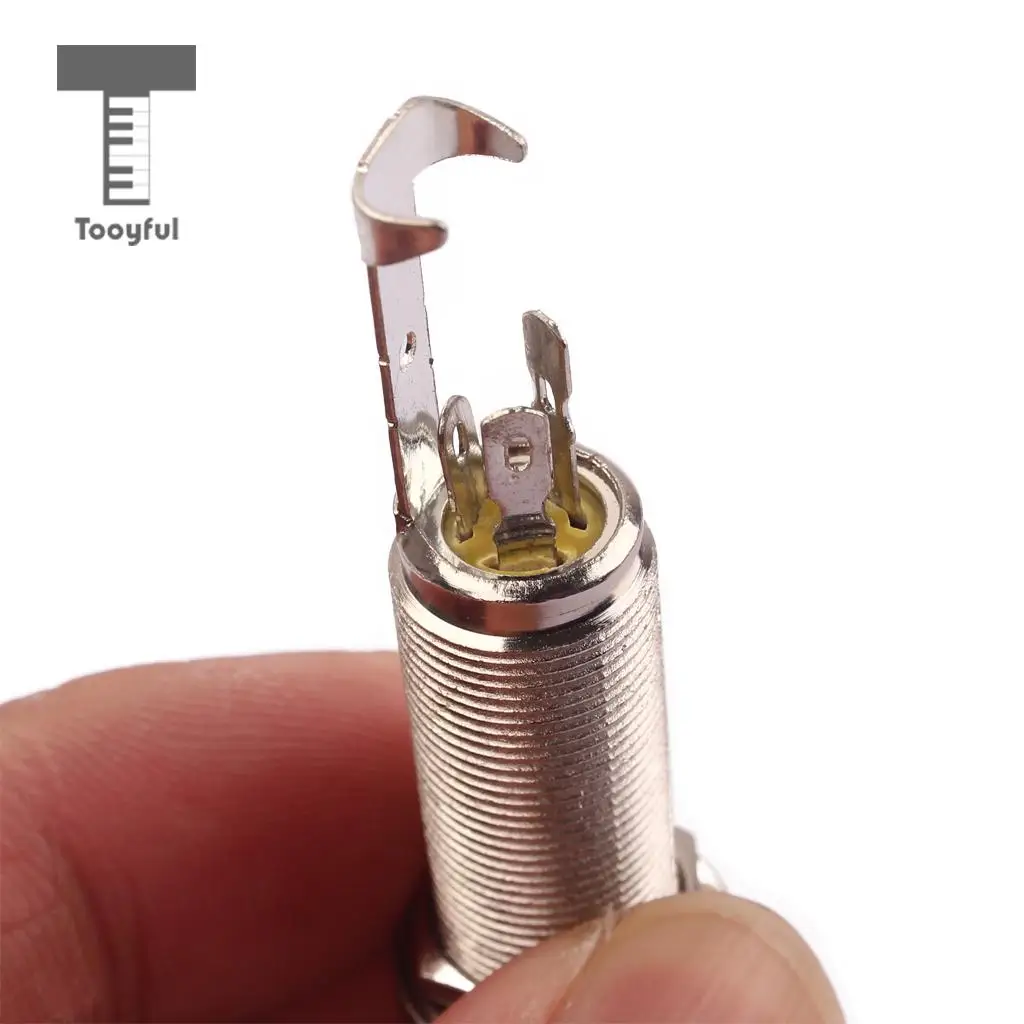 Фото Tooyful GT223 6,35 мм 1/4 ''латунный резьбовой цилиндрический концевой штырь стерео разъем выхода для электрической бас-гитара, мандолинист №2
