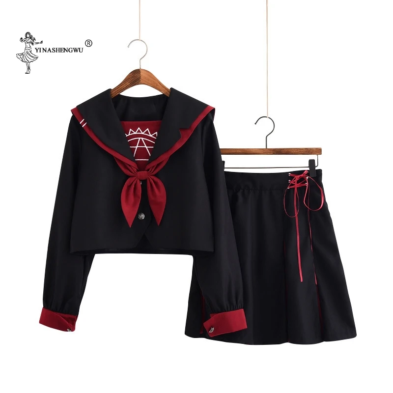

Girls Japanese School Uniforms Lady Female Group Sailor Suit Lady Team Dance Performance Halloween Costumes 2-piece Set With Tie