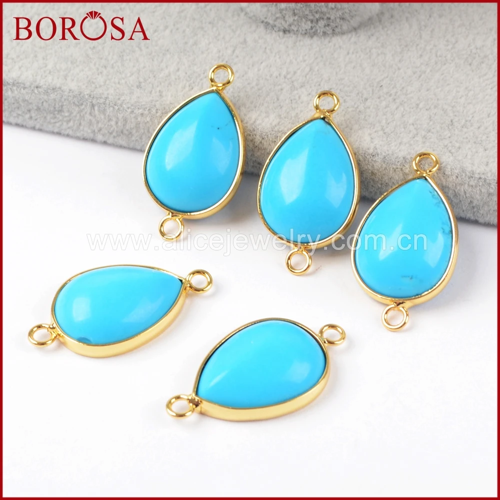 BOROSA капля золотистого цвета синий Howlites камень соединитель для женщин Howlite камни