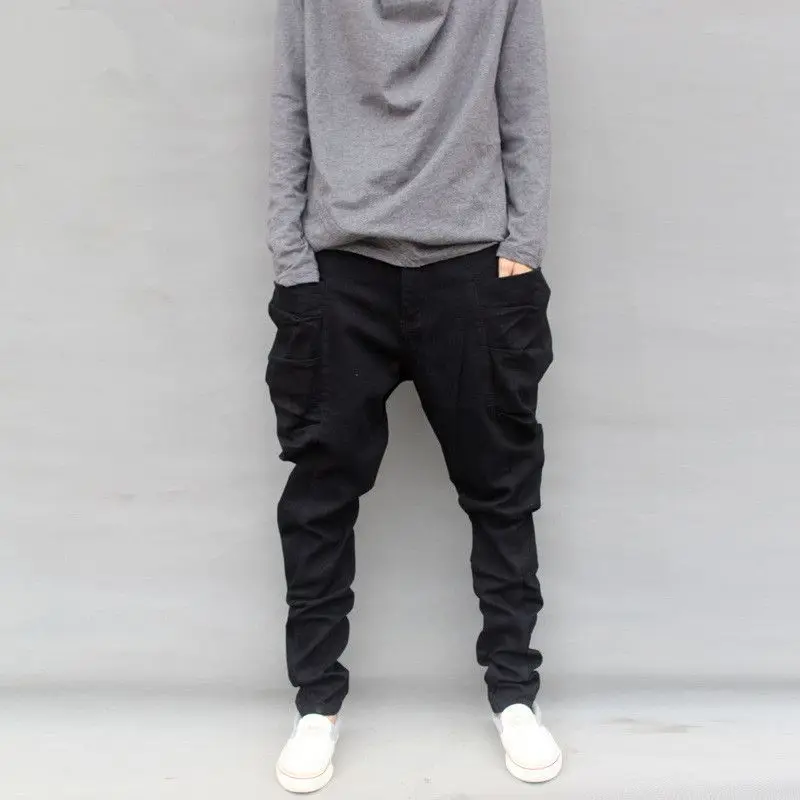 Летние мужские брюки-шаровары размера плюс 6XL повседневные черные зауженные