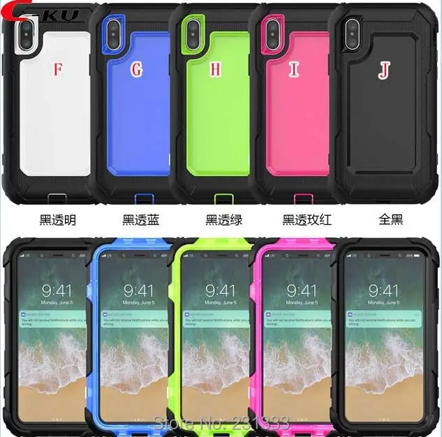 C ku Гибридный армированный робот клип силиконовый ПК Жесткий Чехол для Iphone X 8 7 PLUS