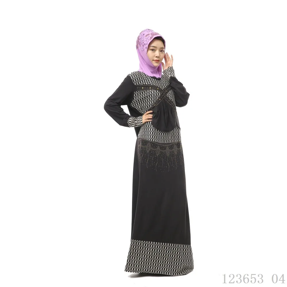 2019 Islamic Clothing New Muslim Dress Long Sleeve Abaya Dubai O Neck Robe Longue Femme Black Djellaba Baju Wanita | Тематическая