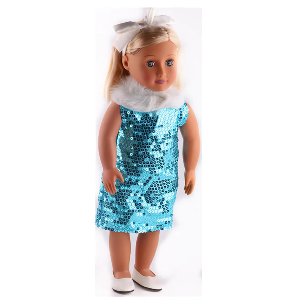 Новый стиль голубое платье Одежда подходит Американская Девушка Кукла Для 18