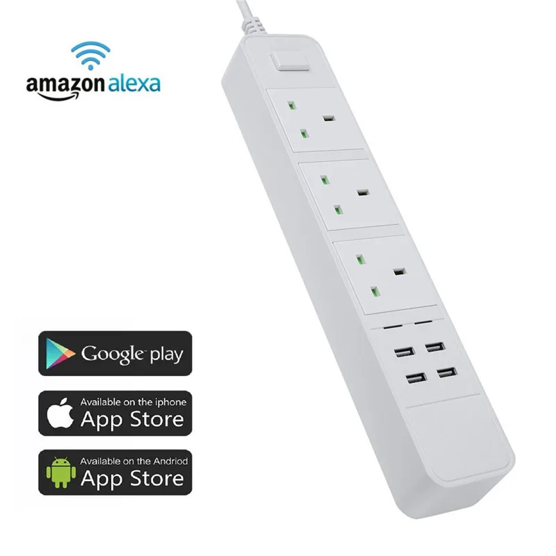 Великобритания Wi Fi умная розетка с кабелем 1 8 3 домкраты мощность мониторы Plug 4 USB