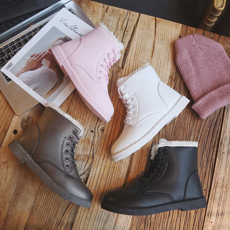2017 New Anti-Slip Women Winter Martin Boots Faux Suede Waterproof Surface Lace-Up Plush Inner Keep Warm Lady Cool Shoes | Обувь