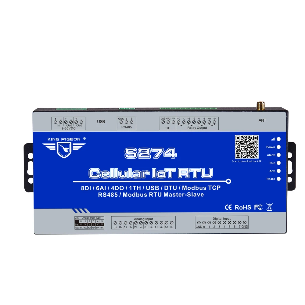 Промышленный Шлюз Modbus Serial RS485 поддерживает RTU Master & Slave TCP интегрировать в SCADA HMI Max 224