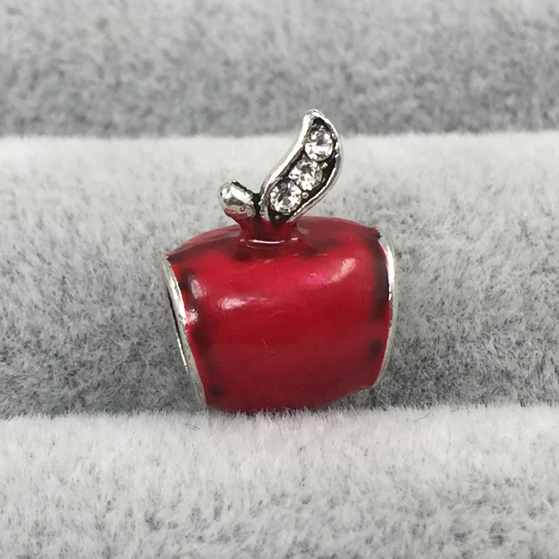 Красная эмаль Белоснежка Яблоко Европейские Бусины Подходят для браслетов и