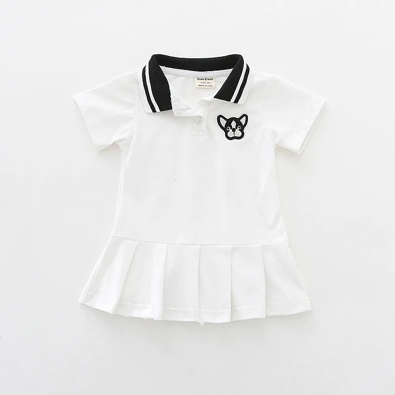 Baby Girl Lapel Embroidery Tennis Dress Summer Children Clothing Cute Pleated Kids Short-sleeve Shirt Dresses Toddler | Детская одежда
