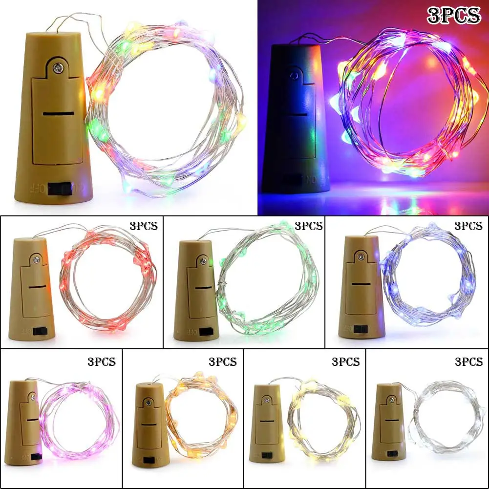 

3Pack/6Pack High Brightness Wedding 2M 20Led Wine Bottle Cork Spark Starry String Light Lamp Decoration With 3pc Button Cell