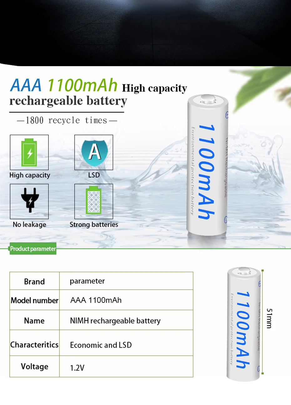 16 шт 1100mAh 1,2 v AAA перезаряжаемая батарея для Светодиодный светильник для размещения игрушек батарея для камеры MP3 mp4 микрофон