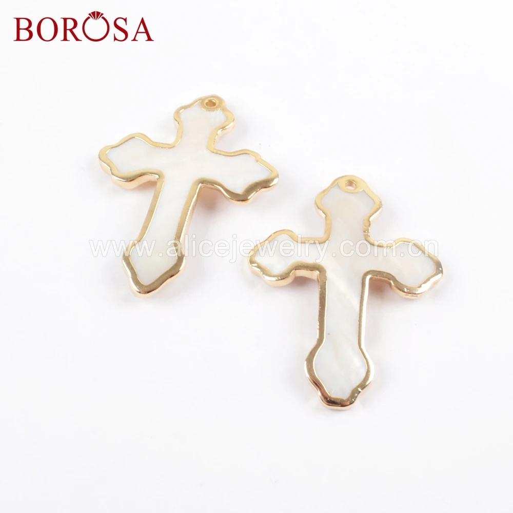 BOROSA 8 шт. натуральный белый корпус ювелирное изделие крестообразная форма