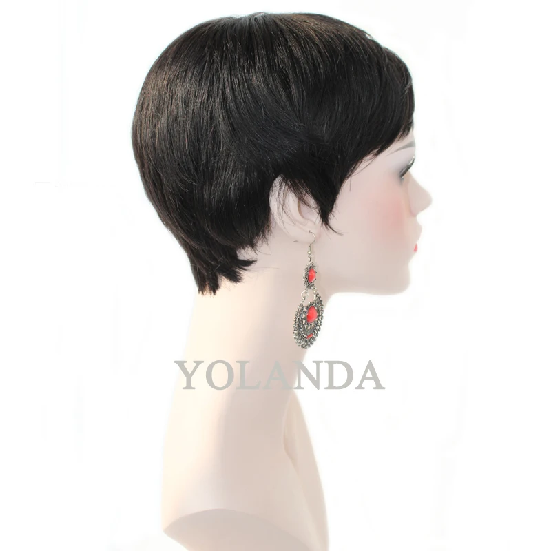 Бразильский Натуральный Черный Волосы Короткие Человеческих Стричь Парики