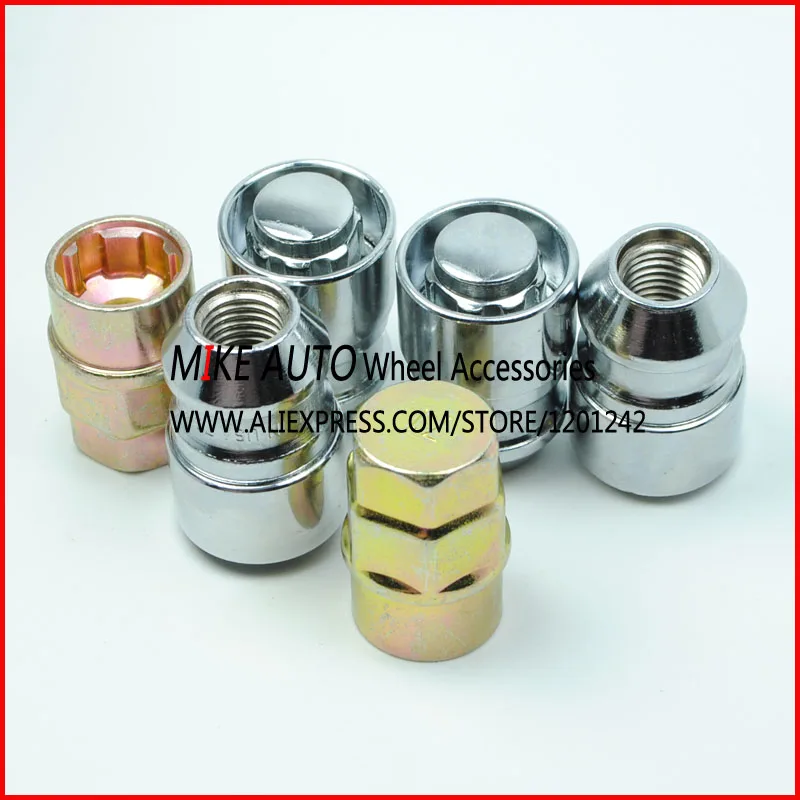 4 гайки + 2 ключа M12x1.25 дуплексные длинные замки на колеса с защитой от кражи гайка