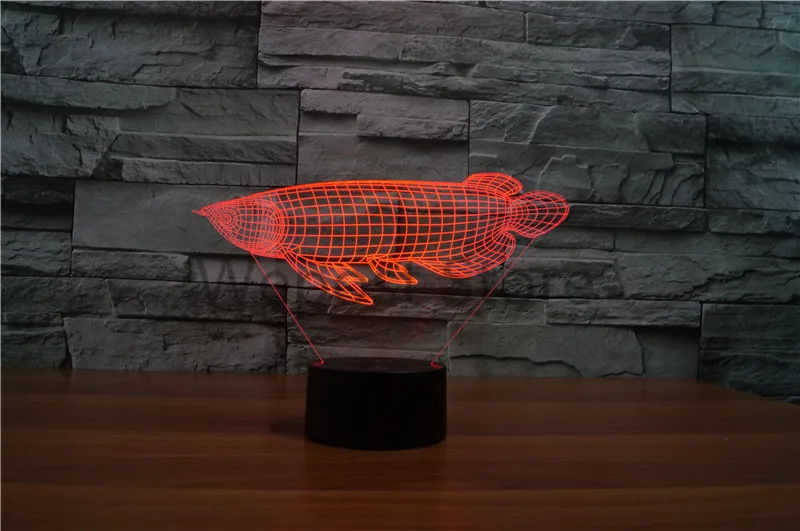 3D моделирование рыбы визуальный светодиодный ночник Lucky Arowana настольная лампа