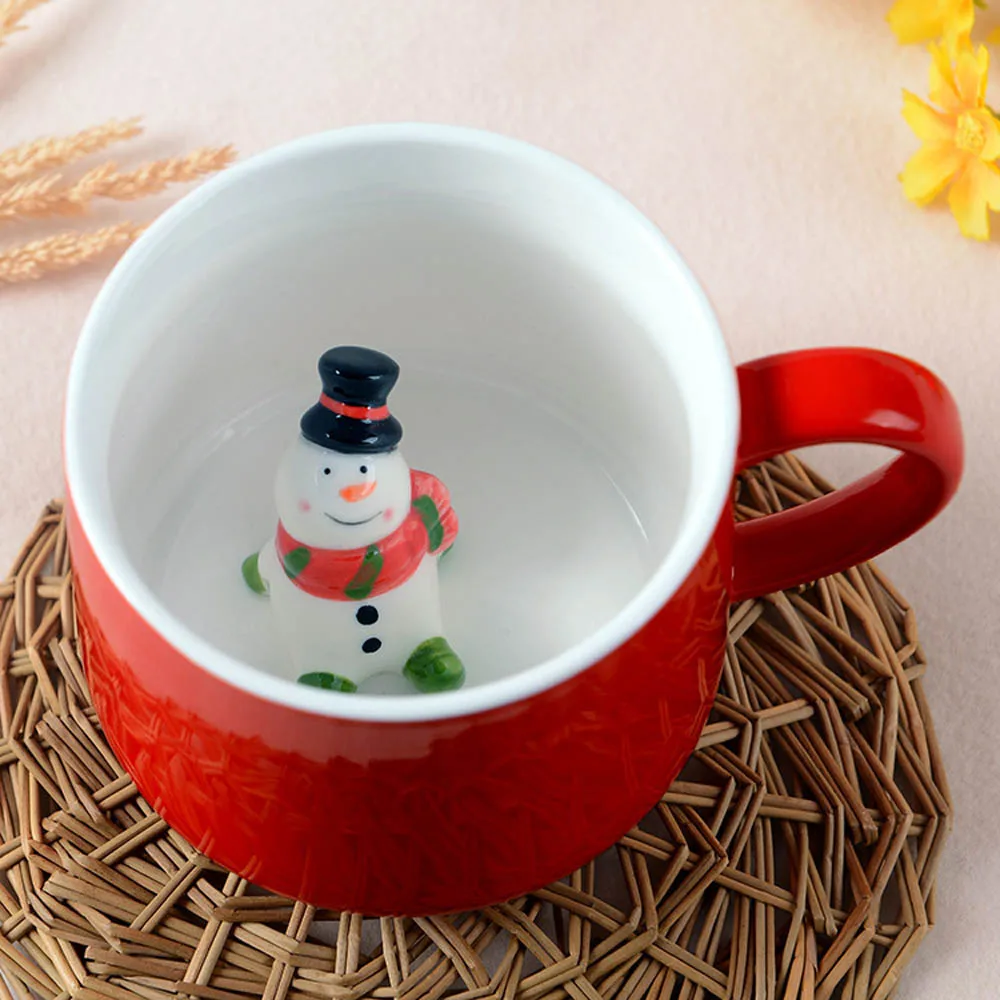 snowman GODWJ 3D милые Креативные рождественские кружки с животными Подарочная кружка для кофе термостойкая мультяшная керамическая парная чашка с молоком, чаем и водой - Цвет: snowman