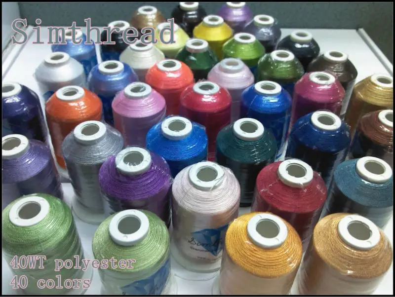 Нить для вышивки Simthread 40 brother цветная из полиэстера с светящейся нитью и намоткой