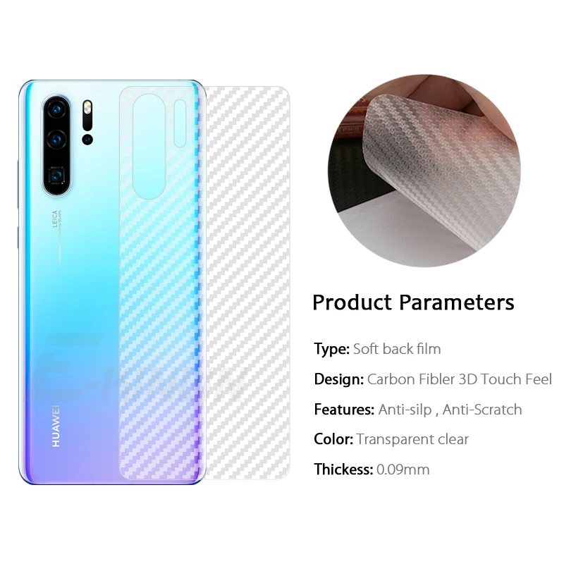 Мягкая защитная пленка на заднюю панель экрана для huawei P30 P20 Pro P10 P9 P8 Lite Plus mini 3D наклейка из углеродного волокна защитная пленка