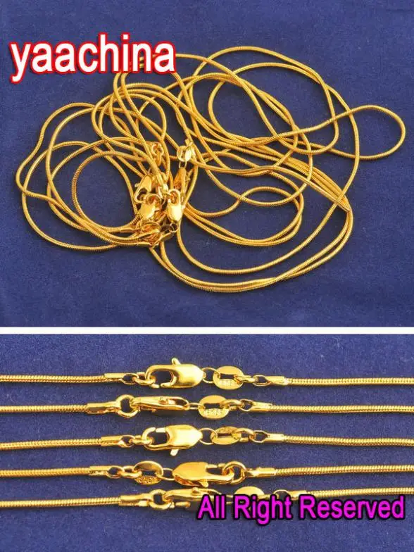 

Nice 5PCS 18 Inches Fashion Accessories Yellow Gold Necklaces Snake Chain New Necklace 1.3MM For Pendant