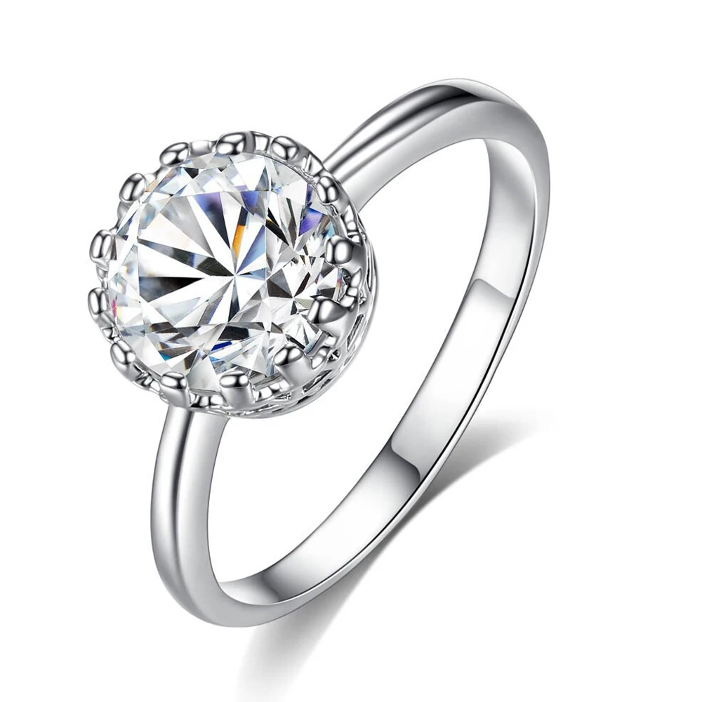 New Arrival Fashion Simple Exquisite Round White CZ Silver &amp Yellow GoldPlated Ring Women Jewelry Engagement Wholesale | Украшения и