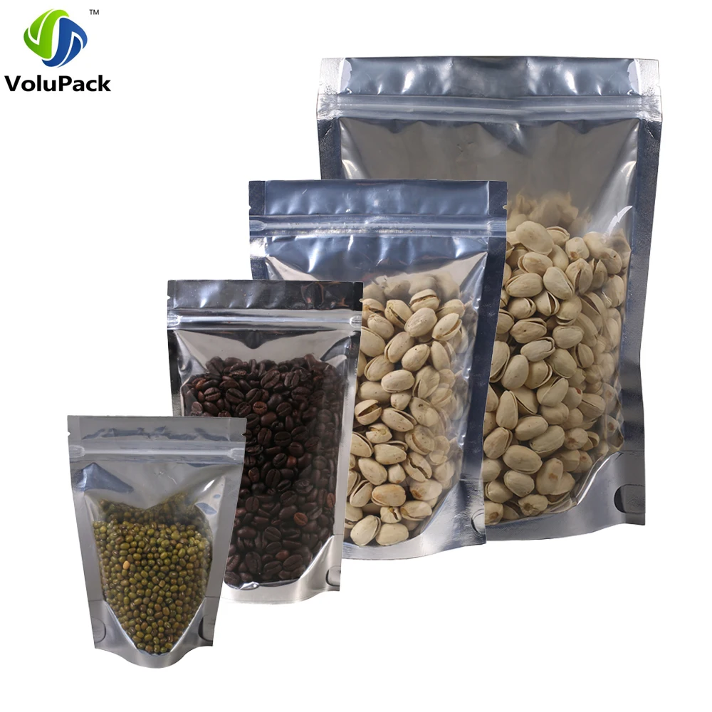 

100 шт., прозрачные/Серебристые самозапечатывающиеся мешочки из металлической фольги