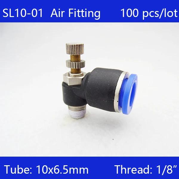 

SL10-01 Free shipping 100Pcs 10mm Push In to Connect Fitting 1/8" Thread Pneumatic Speed Controller