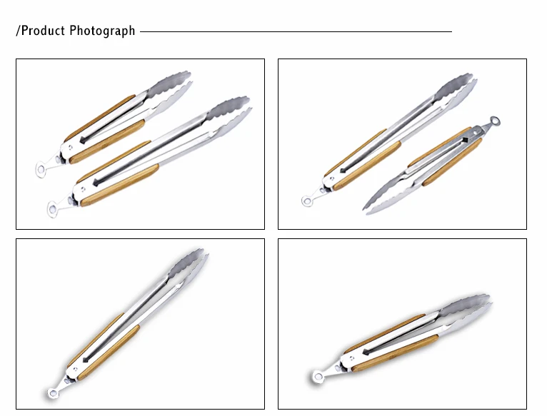 9 и 12 дюймовые Щипцы из нержавеющей стали бамбука кухонные щипцы инструменты