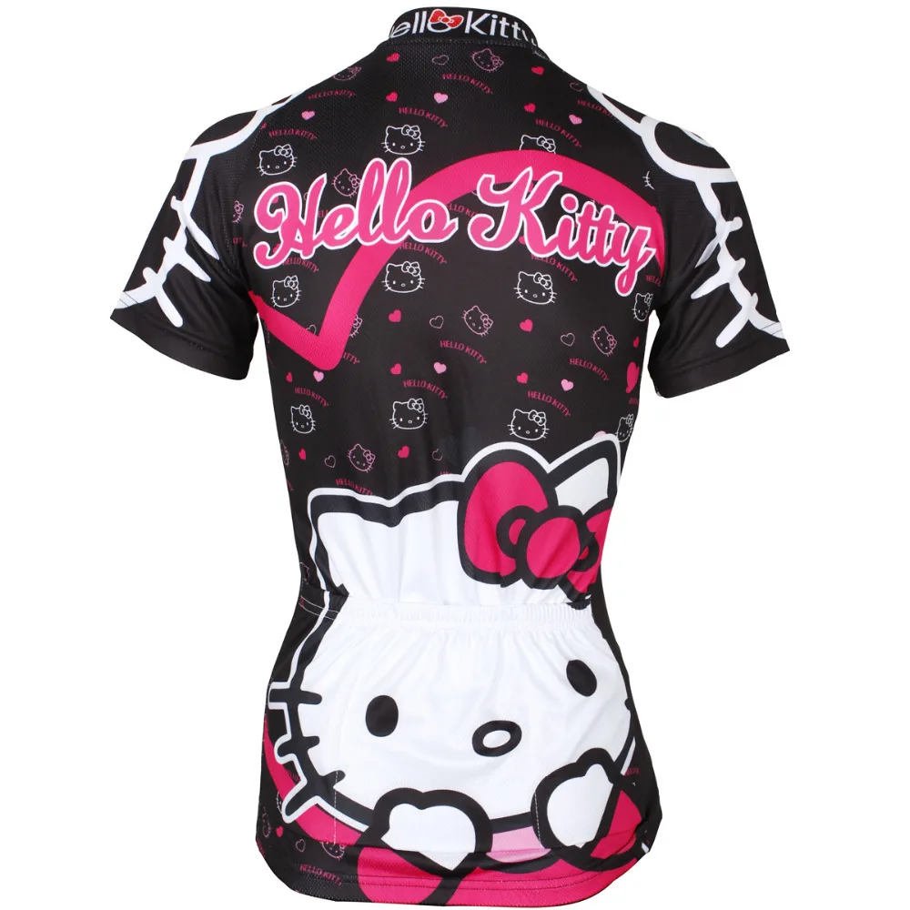 Женская трикотажная одежда с коротким рукавом и молнией Hello Kitty|bike clothing|hello kitty