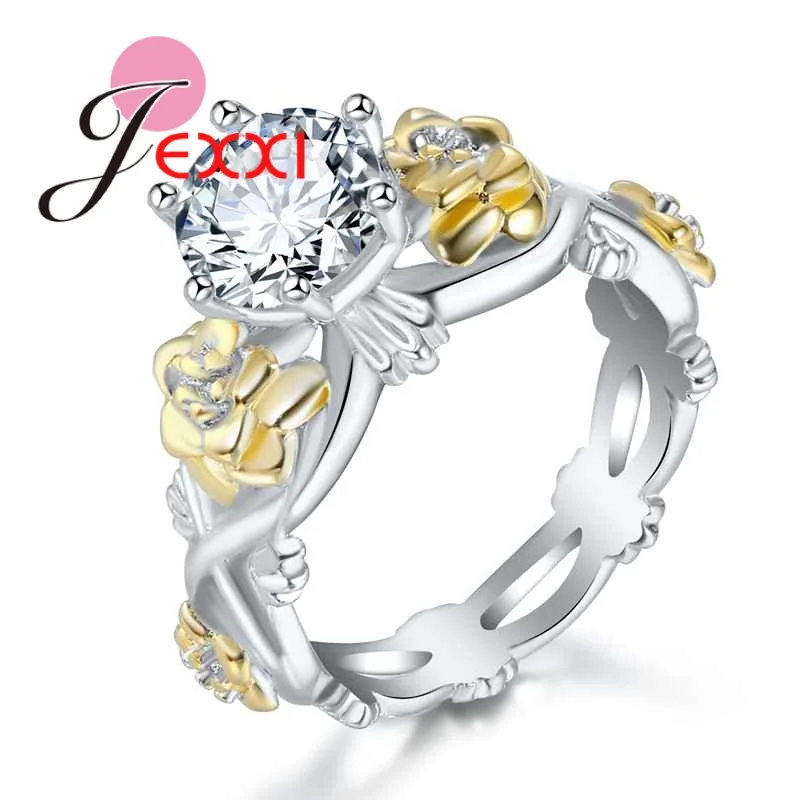 Женское кольцо из серебра 925 пробы с двойным цветком|sterling silver|ring crystalsilver sterling |