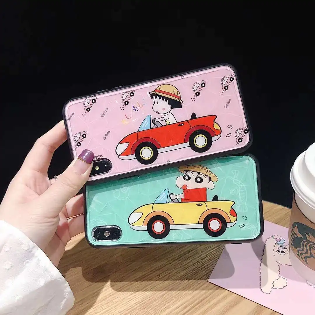 Cute Cartoon Characters Phone Case For iPhone 6 6s 7 8Plus 10 X XR XS MAX Snoopys Doraemon Shin-chan Hard Uneven Back Cover |