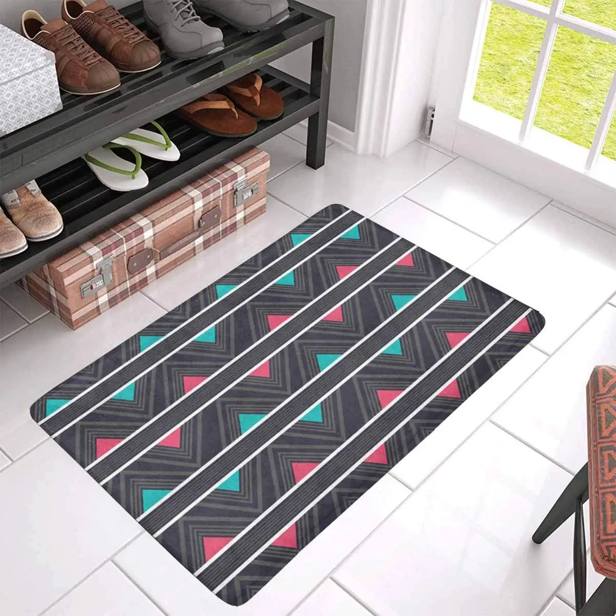 Hipster Chevron Pattern Anti-slip Door Mat Home Decor Personalized Indoor Entrance Doormat Rubber Backing Extra Large | Дом и сад
